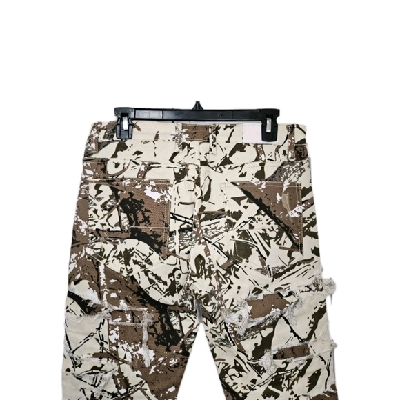 KDNK Hunter's Complex Jeans Pants Camo Brown Cream Distressed Mens Size 32 NEW - Picture 9 of 13